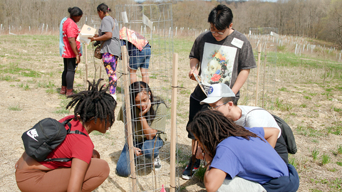 Photo: PPG funding will support programming similar to NEEF’s Greening STEM project in the Cuyahoga Valley National Park. The program engaged middle school students in native tree planting and scientific research and monitoring. (Photo: NEEF)