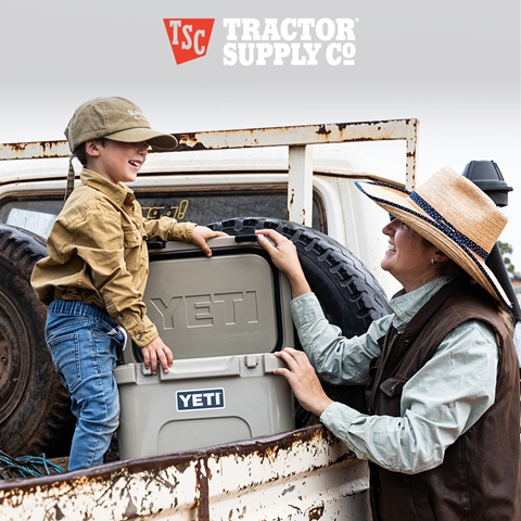 Photo: An assortment of YETI® products will begin rolling out at select Tractor Supply stores with a broader collection of YETI gear available online at tractorsupply.com. (Photo: Business Wire)